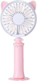 img 4 attached to 🐱 SAYTAY Pink Portable Handheld Cat Fan: USB Rechargeable, 2 Speeds, Night Light - Perfect for Office, Bedroom, and Outdoor Use