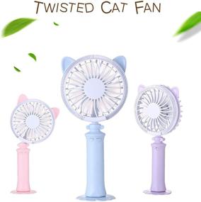 img 3 attached to 🐱 SAYTAY Pink Portable Handheld Cat Fan: USB Rechargeable, 2 Speeds, Night Light - Perfect for Office, Bedroom, and Outdoor Use