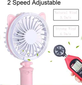 img 1 attached to 🐱 SAYTAY Pink Portable Handheld Cat Fan: USB Rechargeable, 2 Speeds, Night Light - Perfect for Office, Bedroom, and Outdoor Use