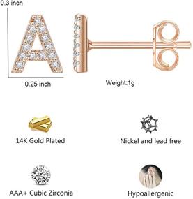 img 3 attached to 🔤 Set of 3 Pairs CZ Alphabet Letter Stud Earrings, Hypoallergenic Gold/Rose Gold/Silver Plated Initial Stud Earrings for Women, Baby Girls, and Teen Girls