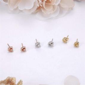 img 1 attached to 🔤 Set of 3 Pairs CZ Alphabet Letter Stud Earrings, Hypoallergenic Gold/Rose Gold/Silver Plated Initial Stud Earrings for Women, Baby Girls, and Teen Girls