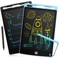 📝 2 pack lcd writing tablet, 8.5 inch colorful screen doodle board for kids, digital drawing pad, learning toys for girls boys toddlers, blue+black logo