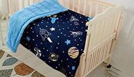 🌌 sapphire home kids baby toddler super soft and cozy blanket: outer space rockets design, navy dark blue plush sherpa backing, 40"x 50" - perfect for boys, kids, and toddlers logo