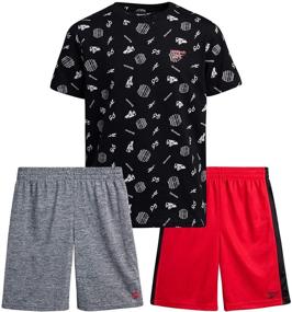 img 4 attached to 🩳 Reebok Boys’ Active Shorts Set – 3 Piece Short Sleeve T-Shirt and Athletic Shorts Kids Apparel Bundle (Little Kid/Big Kid)