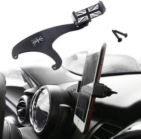 img 4 attached to 📱 GTinthebox Smartphone Cup Mount Holder for Mini Cooper F54 F55 F56 F57 - Rotatable Clip, Union Jack Flag Style - Black & Gray, 3.5-5.5 Inch Phone - 1 Pack