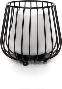 img 4 attached to Premium Matte Black Metal Wire Candle Holder with Removable Frosted Glass – 🕯️ Ideal for Indoor or Outdoor Events, Parties, Weddings, and Decoration with Tealight and Votive Candles