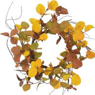 14-inch summer & autumn eucalyptus leaves bibelot wreath - thanksgiving rustic wreath for 🍂 front door decoration - rustic farmhouse decor - home wall hanging decor - indoor/outdoor use (14in) логотип