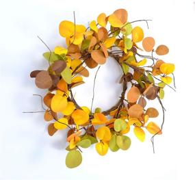 img 2 attached to 14-inch Summer & Autumn Eucalyptus Leaves Bibelot Wreath - Thanksgiving Rustic Wreath for 🍂 Front Door Decoration - Rustic Farmhouse Decor - Home Wall Hanging Decor - Indoor/Outdoor Use (14in)