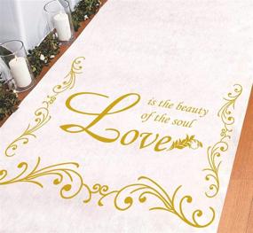 img 1 attached to 🏞️ Outdoor White Wedding Aisle Runner 3 x 100 ft with Golden Imprint - Elegant Ceremony Decorations for Weddings - Includes Pull Cord
