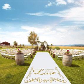 img 3 attached to 🏞️ Outdoor White Wedding Aisle Runner 3 x 100 ft with Golden Imprint - Elegant Ceremony Decorations for Weddings - Includes Pull Cord