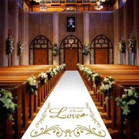 img 4 attached to 🏞️ Outdoor White Wedding Aisle Runner 3 x 100 ft with Golden Imprint - Elegant Ceremony Decorations for Weddings - Includes Pull Cord
