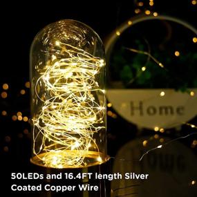 img 3 attached to 🔮 2 Packs 32FT Fairy Lights Battery Operated, 100LEDs Christmas String Lights with Remote Control Timer - Twinkle String Lights 8 Modes, Silver Wire Firefly Lights for Indoor Garden Party Decor in Warm White