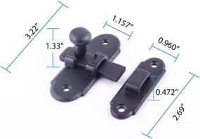 img 2 attached to 🔒 Antique Wrought Iron Sliding Latch for Cabinet or Window Doors - Black, Rust Resistant Lock with Hardware - 3.2" L x 2.2" W - Renovators Supply Manufacturing