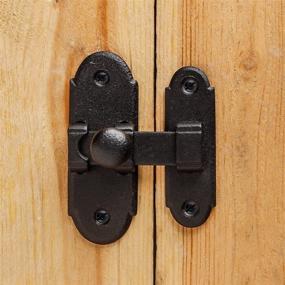 img 3 attached to 🔒 Antique Wrought Iron Sliding Latch for Cabinet or Window Doors - Black, Rust Resistant Lock with Hardware - 3.2" L x 2.2" W - Renovators Supply Manufacturing