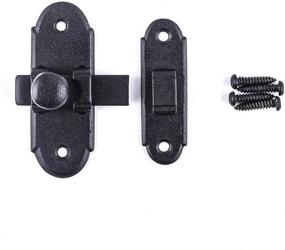 img 4 attached to 🔒 Antique Wrought Iron Sliding Latch for Cabinet or Window Doors - Black, Rust Resistant Lock with Hardware - 3.2" L x 2.2" W - Renovators Supply Manufacturing