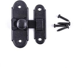 img 1 attached to 🔒 Antique Wrought Iron Sliding Latch for Cabinet or Window Doors - Black, Rust Resistant Lock with Hardware - 3.2" L x 2.2" W - Renovators Supply Manufacturing