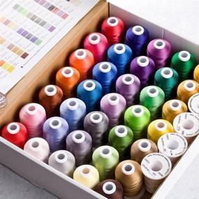 img 4 attached to 🧵 Simthread Brother 40 Colors 1100Y(1000M) Polyester Machine Embroidery Thread - Vibrant and Exquisite Shades for Brother Babylock Janome Singer Pfaff Husqvarna Bernina Machines