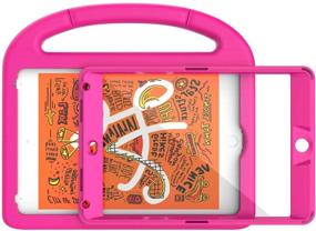 img 2 attached to 🌹 BMOUO Kids Case for iPad Mini 5/4 - Shockproof with Built-in Screen Protector, Lightweight Handle Stand - Rose