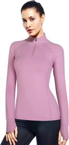 img 4 attached to Womens 1/4 Zip Long Sleeve Workout Tops: Stay Stylish and Comfortable During Your Runs