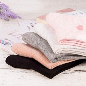img 2 attached to Corlap 5 Pairs Women's Cozy Cute Embroidery Patterned Fun Socks Novelty Heart Socks + Gift Box - Perfect for Women's Gifts