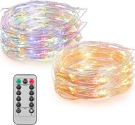 🌟 whx 2 pack 33ft 100 led fairy lights: remote control, waterproof & twinkle warm white firefly lights - perfect for bedroom, garden, christmas party - indoor and outdoor decorations логотип