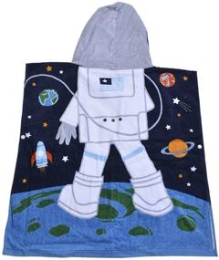 img 2 attached to 🚀 SearchI Kids Hooded Bath Towel for Boys Girls Toddlers Children Age 2-6 | Soft Cotton Poncho Towel for Bath Shower Pool | Absorbent Astronaut Cartoon Design | 23Wx24L Inches