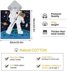 img 4 attached to 🚀 SearchI Kids Hooded Bath Towel for Boys Girls Toddlers Children Age 2-6 | Soft Cotton Poncho Towel for Bath Shower Pool | Absorbent Astronaut Cartoon Design | 23Wx24L Inches