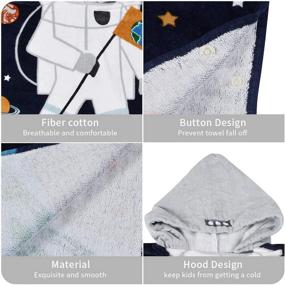 img 3 attached to 🚀 SearchI Kids Hooded Bath Towel for Boys Girls Toddlers Children Age 2-6 | Soft Cotton Poncho Towel for Bath Shower Pool | Absorbent Astronaut Cartoon Design | 23Wx24L Inches