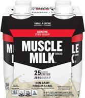 протеиновый коктейль muscle milk genuine: вкусный ванильный крем, 25 г протеина, 11 жид. унц., 4 шт. – оптимальный выбор для восстановления мышц логотип