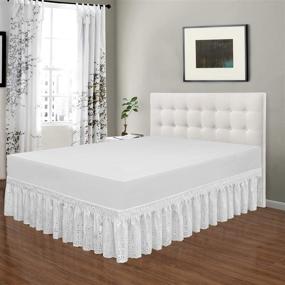 img 3 attached to 🛏️ QSY Home Elastic Eyelet Bed Skirt with 14 1/2 Inches Drop - Easy On/Easy Off, Dust Ruffle with Wrap Around Design - Adjustable Polyester Cotton - Three Fabric Sides - Color: White - Queen/King Size