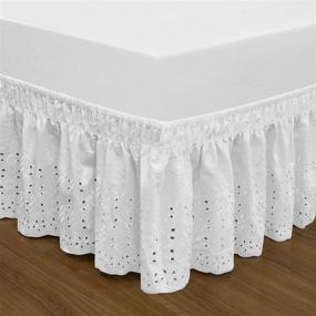 img 2 attached to 🛏️ QSY Home Elastic Eyelet Bed Skirt with 14 1/2 Inches Drop - Easy On/Easy Off, Dust Ruffle with Wrap Around Design - Adjustable Polyester Cotton - Three Fabric Sides - Color: White - Queen/King Size