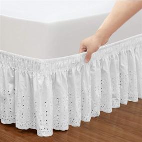 img 1 attached to 🛏️ QSY Home Elastic Eyelet Bed Skirt with 14 1/2 Inches Drop - Easy On/Easy Off, Dust Ruffle with Wrap Around Design - Adjustable Polyester Cotton - Three Fabric Sides - Color: White - Queen/King Size
