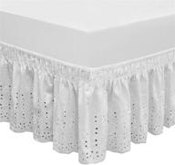 🛏️ qsy home elastic eyelet bed skirt with 14 1/2 inches drop - easy on/easy off, dust ruffle with wrap around design - adjustable polyester cotton - three fabric sides - color: white - queen/king size logo
