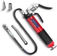 🔫 high-pressure grease gun with pistol grip - 14oz, 7000 psi, heavy duty design, 18 inch flex hose, extension tube, and extra sharp nozzle logo