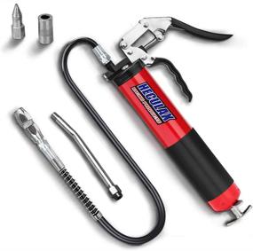 img 4 attached to 🔫 High-Pressure Grease Gun with Pistol Grip - 14Oz, 7000 PSI, Heavy Duty Design, 18 Inch Flex Hose, Extension Tube, and Extra Sharp Nozzle