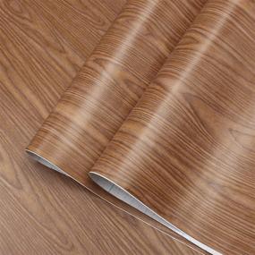 img 4 attached to 🌳 Heroad Brand: Premium Self Adhesive Wood Contact Paper for Cabinets - Removable Vinyl Wood Grain Film - Stick and Peel - Brown Wood Wallpaper - 17.7"x59"/Roll