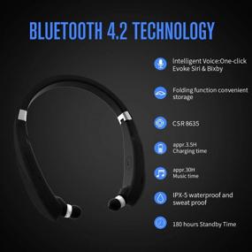 img 2 attached to 🎧 CaYoumi беспроводные складные Bluetooth наушники - наушники с заушным ободком, раздвижные наушники, HD стереошумоподавляющие наушники с микрофоном - алерт вибрации при звонке, время разговора 12 часов - черные