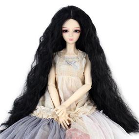 img 3 attached to 🎀 8-9 inch Long Kinky Curly Doll Wig with Centre Parting - BJD MSD DOD Dollfie Hair Accessories - Non-human Use