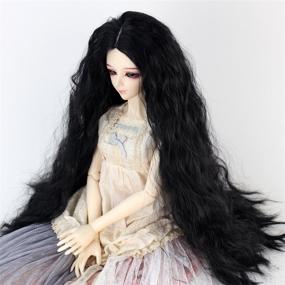 img 1 attached to 🎀 8-9 inch Long Kinky Curly Doll Wig with Centre Parting - BJD MSD DOD Dollfie Hair Accessories - Non-human Use