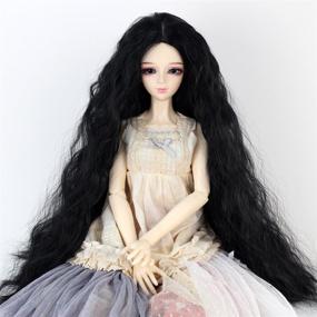 img 2 attached to 🎀 8-9 inch Long Kinky Curly Doll Wig with Centre Parting - BJD MSD DOD Dollfie Hair Accessories - Non-human Use