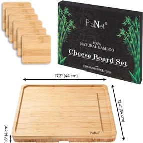 img 1 attached to Premium Bamboo Cheese Board Set - Large Charcuterie Board Platter with Knife Set - Ideal Housewarming Gifts for Women, Birthday, or New Home