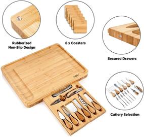 img 2 attached to Premium Bamboo Cheese Board Set - Large Charcuterie Board Platter with Knife Set - Ideal Housewarming Gifts for Women, Birthday, or New Home