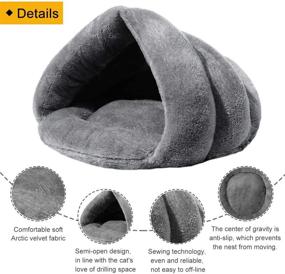 img 3 attached to 🐱 Mojonnie Cozy Cat Bed for Winter | Self-Warming Cat Tent| Soft Fleece Pet Cave Bed | Triangle Nest for Cats, Kittens, and Small Pets