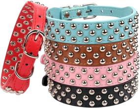 img 2 attached to 🍄 Aolove Mushrooms Rivet Studded PU Leather Pet Collars - 3 Rows for Cats, Puppies, Small, and Medium Dogs