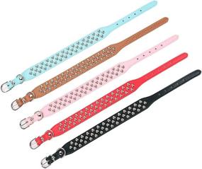 img 1 attached to 🍄 Aolove Mushrooms Rivet Studded PU Leather Pet Collars - 3 Rows for Cats, Puppies, Small, and Medium Dogs