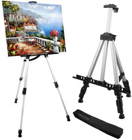 img 4 attached to 🎨 RRFTOK Aluminum Metal Tripod Artist Easel Stand, Adjustable Height from 17 to 66 Inch, with Carry Bag for Table-Top/Floor Painting and Displaying Canvases