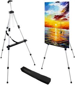 img 3 attached to 🎨 RRFTOK Aluminum Metal Tripod Artist Easel Stand, Adjustable Height from 17 to 66 Inch, with Carry Bag for Table-Top/Floor Painting and Displaying Canvases