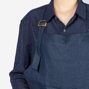 img 1 attached to 👨 ATLINIA 100% Linen Adjustable Apron: Stylish Navy Blue Bib Apron with Pockets for Men and Women