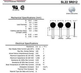 img 1 attached to 🌡️ AMETHERM SL22 5R012 Thermistor Component