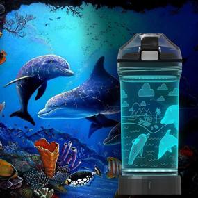 img 3 attached to 🐬 Lightzz Kids Glowing Water Bottle: 3D Dolphin Illusion LED Light & BPA-Free Tritan - Perfect Ocean Gift for School, Picnic, Camping, and Holidays!